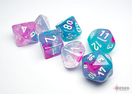 Chessex - 7-Dice Set - Nebula - Wisteria/White Luminary (Polyhedral)