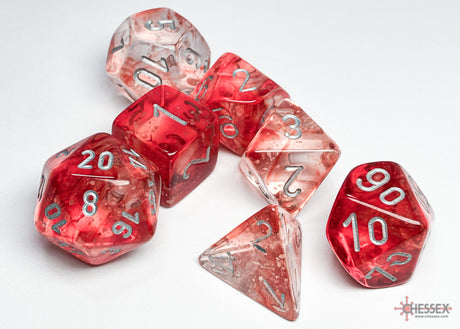 Chessex - 7-Dice Set - Nebula - Red/Silver Luminary (Polyhedral)