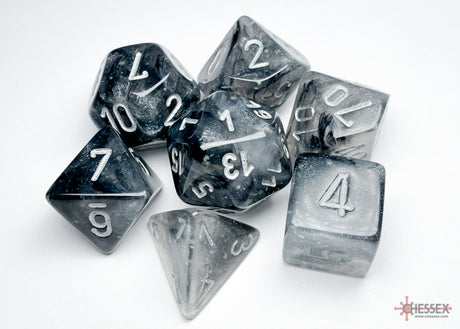 Chessex - 7-Dice Set - Borealis - Light Smoke/Silver Luminary (Polyhedral)