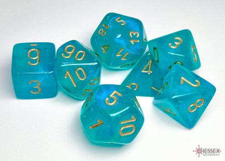 Chessex - 7-Dice Set - Borealis - Teal/Gold Luminary (Polyhedral)