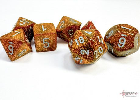 Chessex - 7-Dice Set - Glitter - Gold/Silver (Polyhedral)